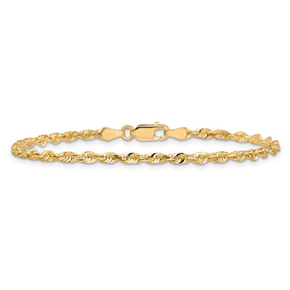 14K Yellow Gold 9 Inch 2.75mm Extra Light Diamond-Cut Rope With Lobster Clasp Anklet