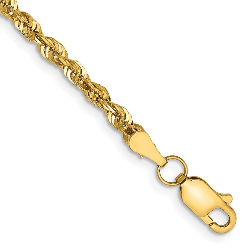 14K Yellow Gold 9 Inch 2.75mm Extra Light Diamond-Cut Rope With Lobster Clasp Anklet