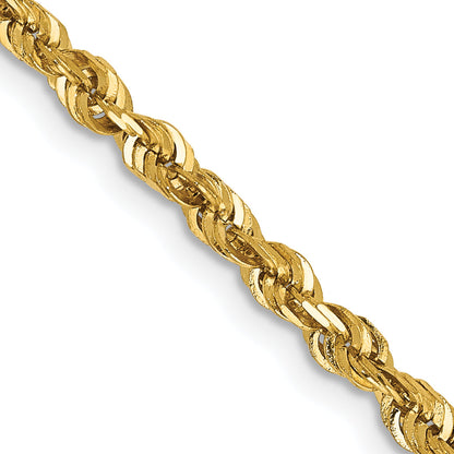 14K Yellow Gold 20 Inch 2.75mm Extra Light Diamond-Cut Rope With Lobster Clasp Chain Necklace