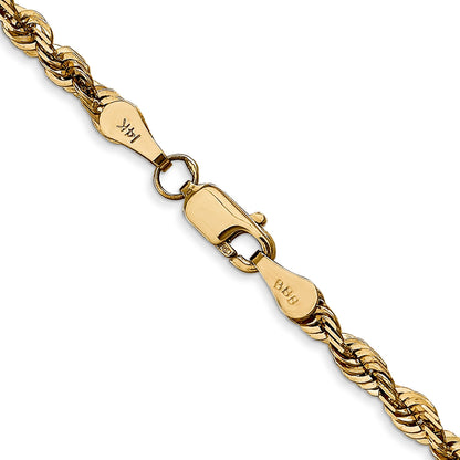 14K Yellow Gold 24 Inch 4mm Extra Light Diamond-Cut Rope With Lobster Clasp Chain Necklace