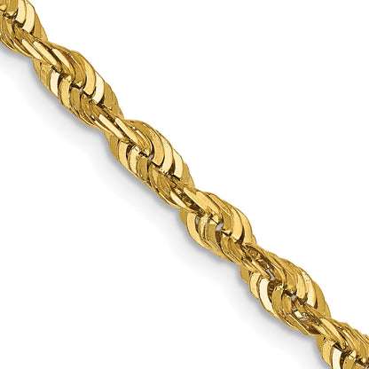 14K Yellow Gold 20 Inch 4mm Extra Light Diamond-Cut Rope With Lobster Clasp Chain Necklace