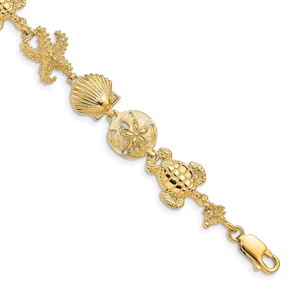 7.25 Inch 14K Sea Life Theme Bracelet