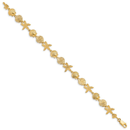 7.5 Inch 14K Seashell Theme Bracelet