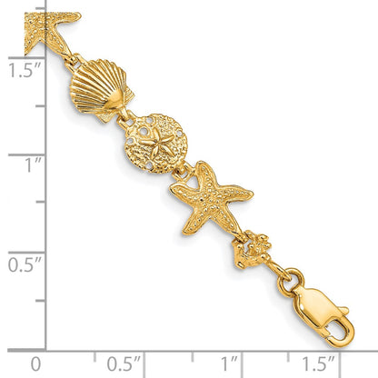 7.5 Inch 14K Seashell Theme Bracelet