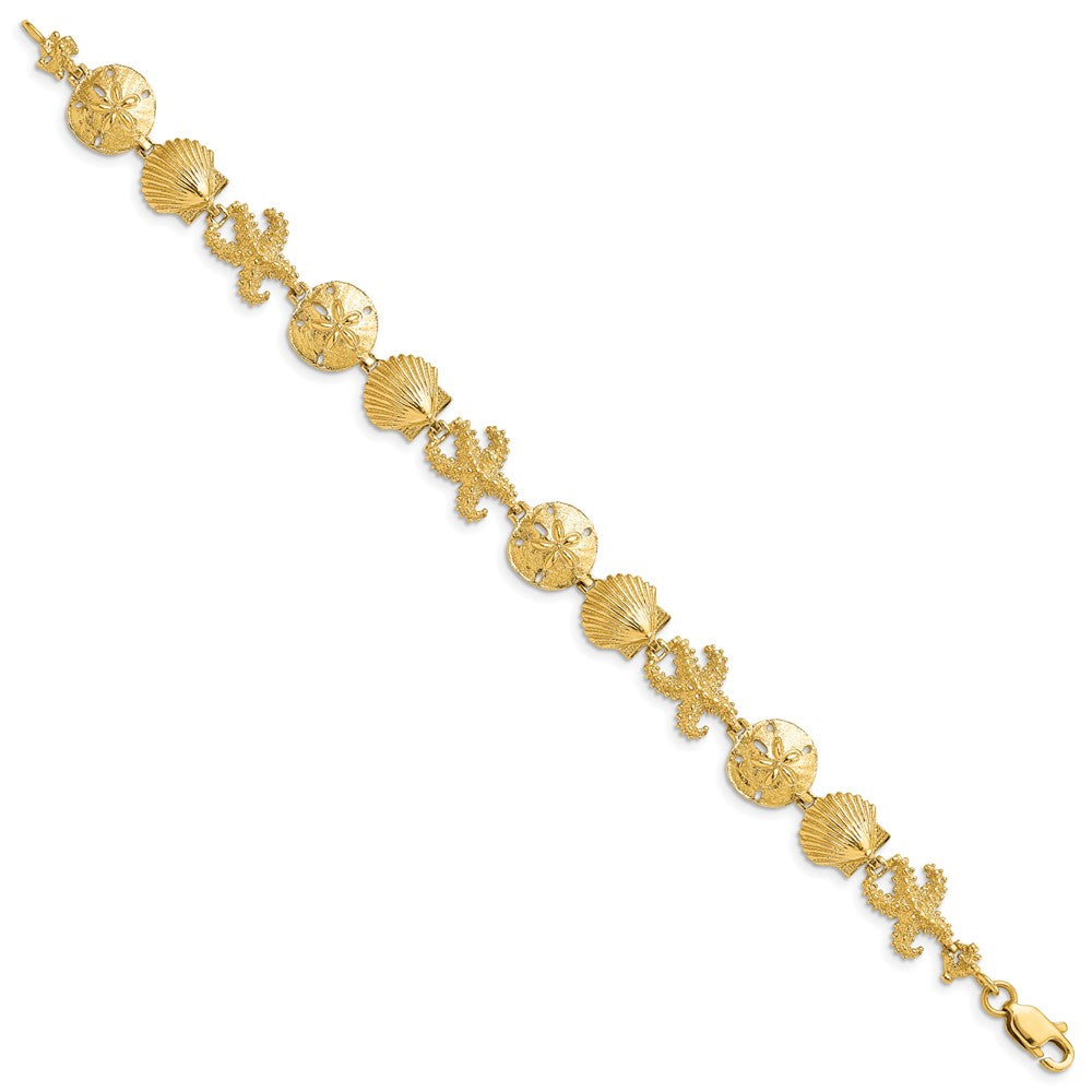 7.25 Inch 14K Seashell Theme Bracelet