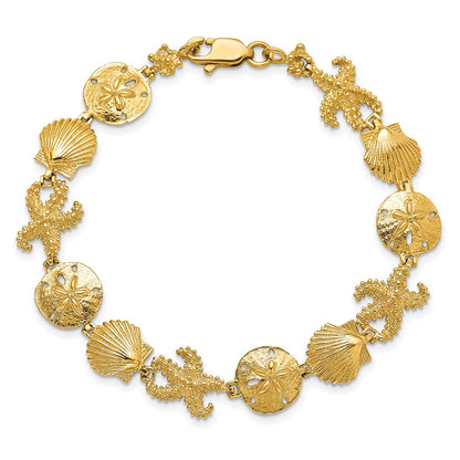 7.25 Inch 14K Seashell Theme Bracelet