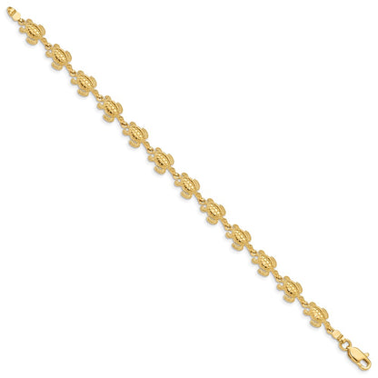 7.25 Inch 14K Swimming Sea Turtle Bracelet