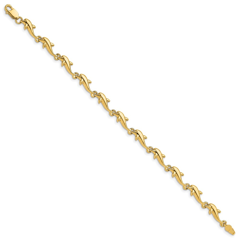 7 Inch 14K Dolphin Bracelet