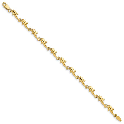 7 Inch 14K Dolphin Bracelet