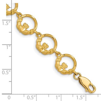 7 Inch 14K Claddagh Bracelet