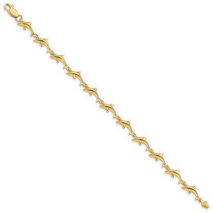 7 Inch 14K Dolphin Bracelet