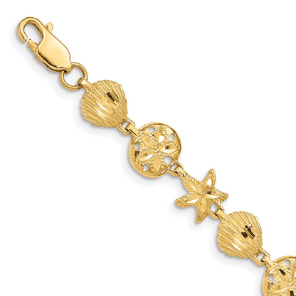 7 Inch 14K Sea Life Bracelet