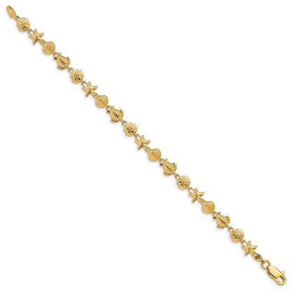 7 Inch 14K Sea Life Bracelet