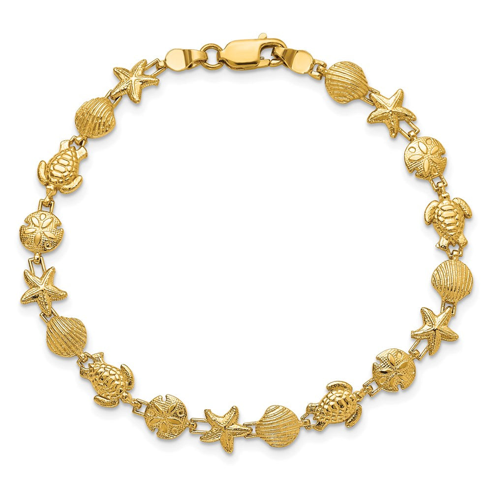 7 Inch 14K Sea Life Bracelet