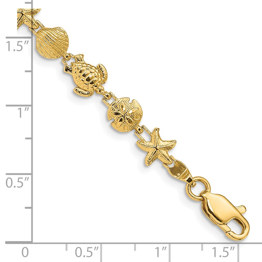 7 Inch 14K Sea Life Bracelet
