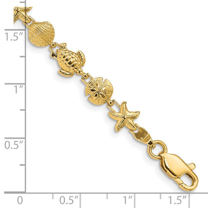7 Inch 14K Sea Life Bracelet