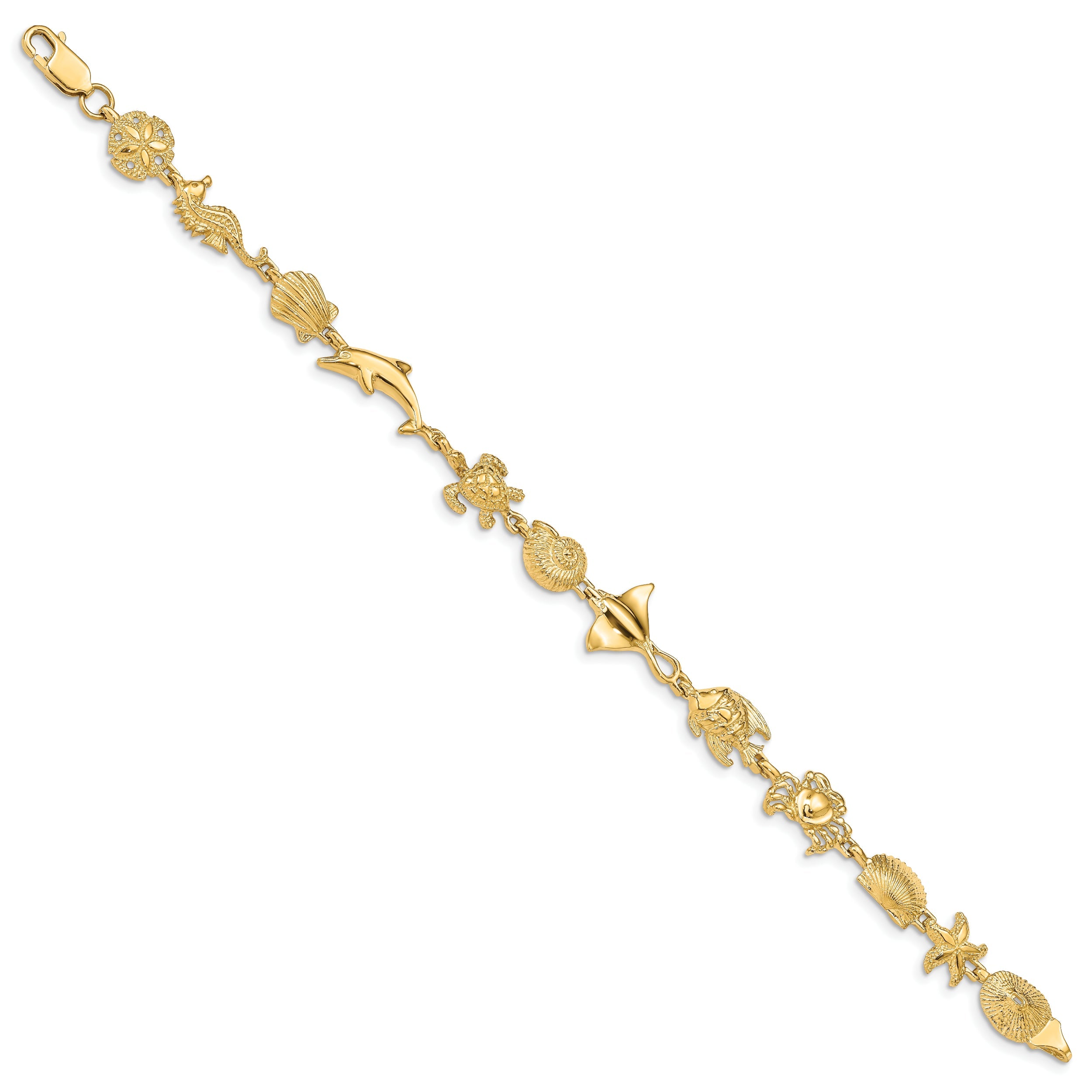 7 Inch 14K Sea Life Bracelet