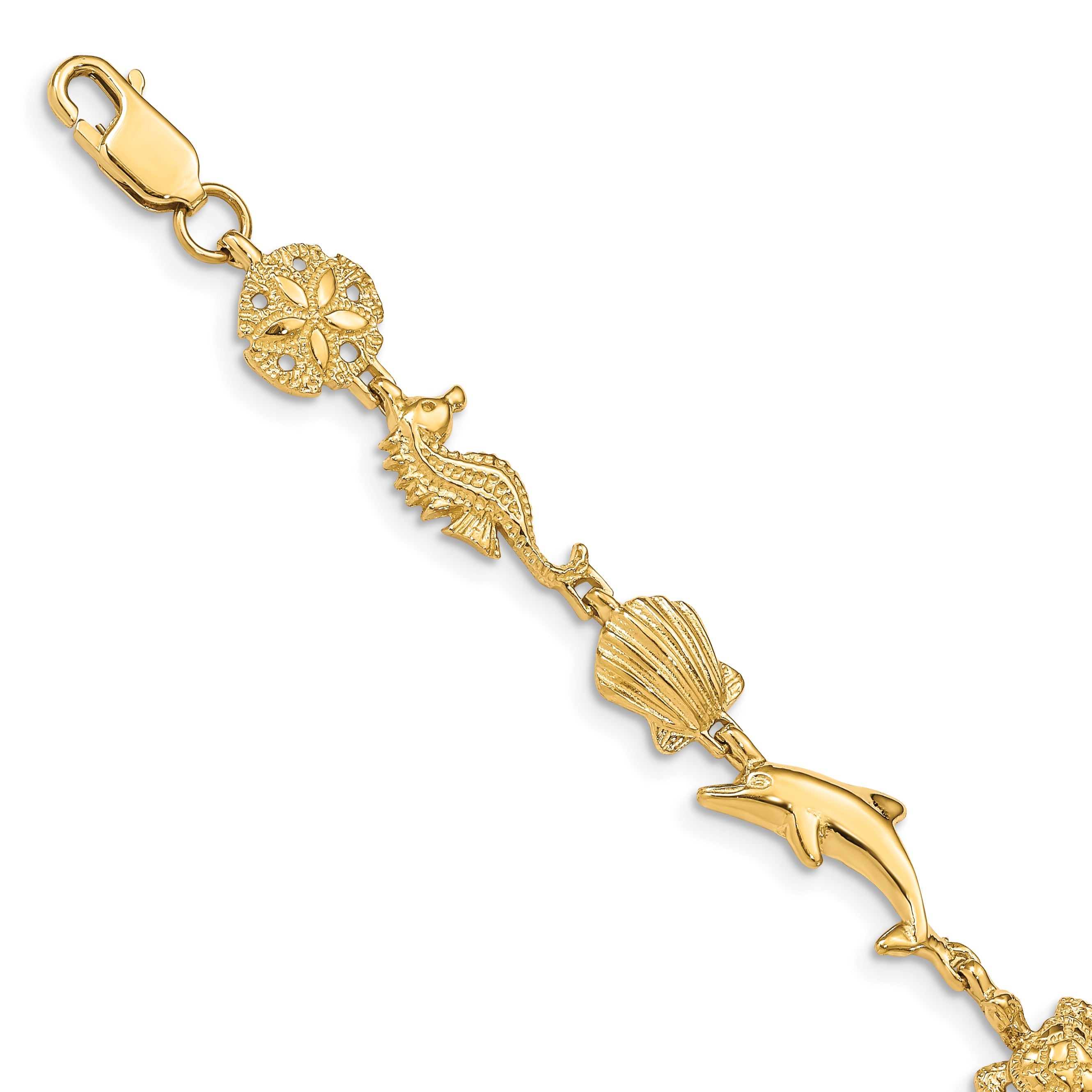 7 Inch 14K Sea Life Bracelet