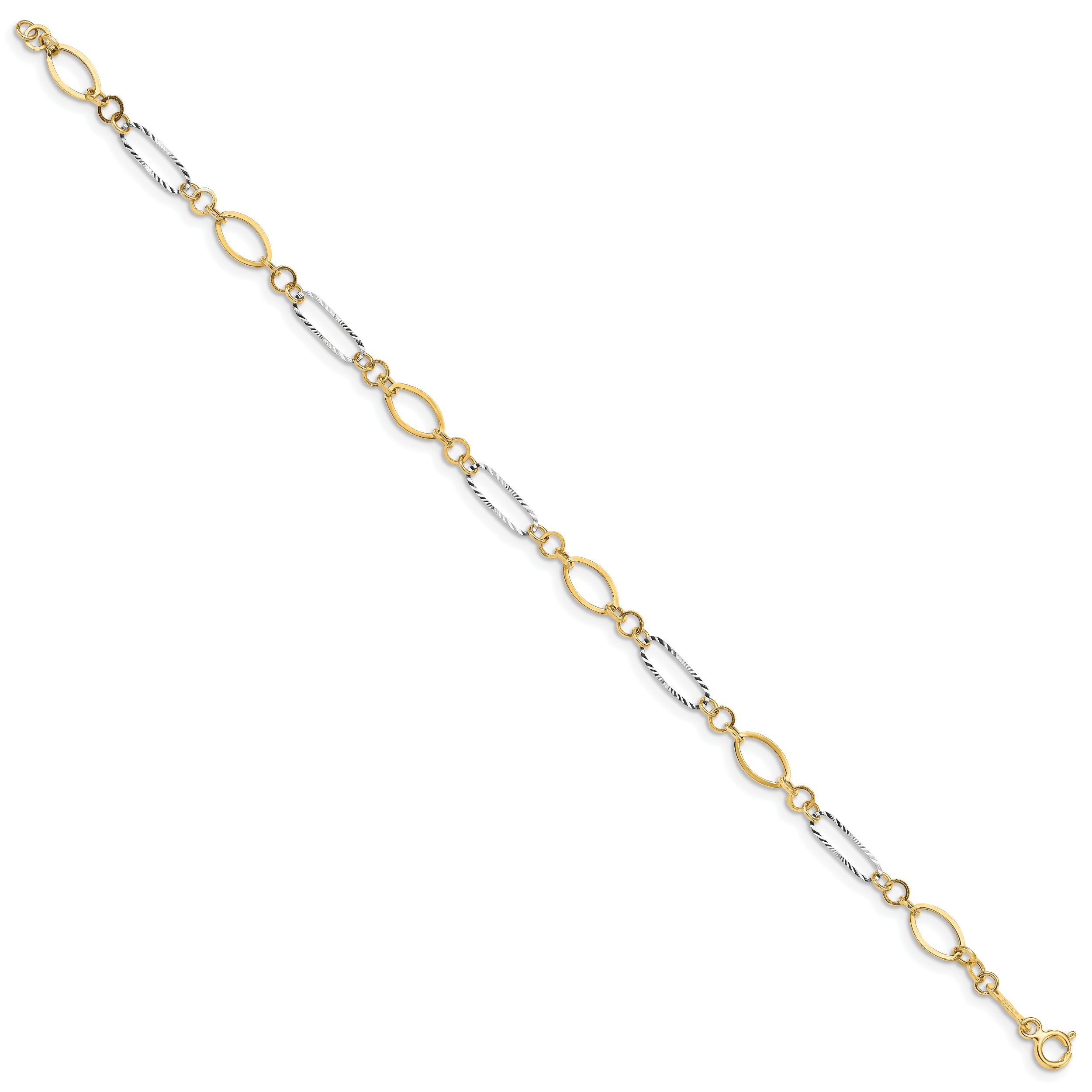 7.25 Inch 14K Two-Tone Oval Link Bracelet