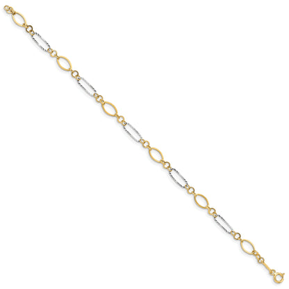 7.25 Inch 14K Two-Tone Oval Link Bracelet