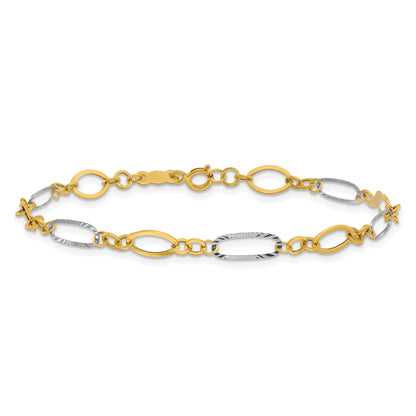 7.25 Inch 14K Two-Tone Oval Link Bracelet