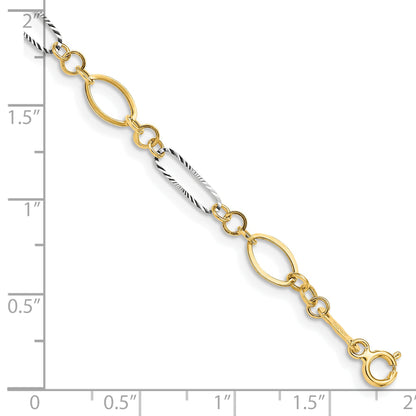 7.25 Inch 14K Two-Tone Oval Link Bracelet