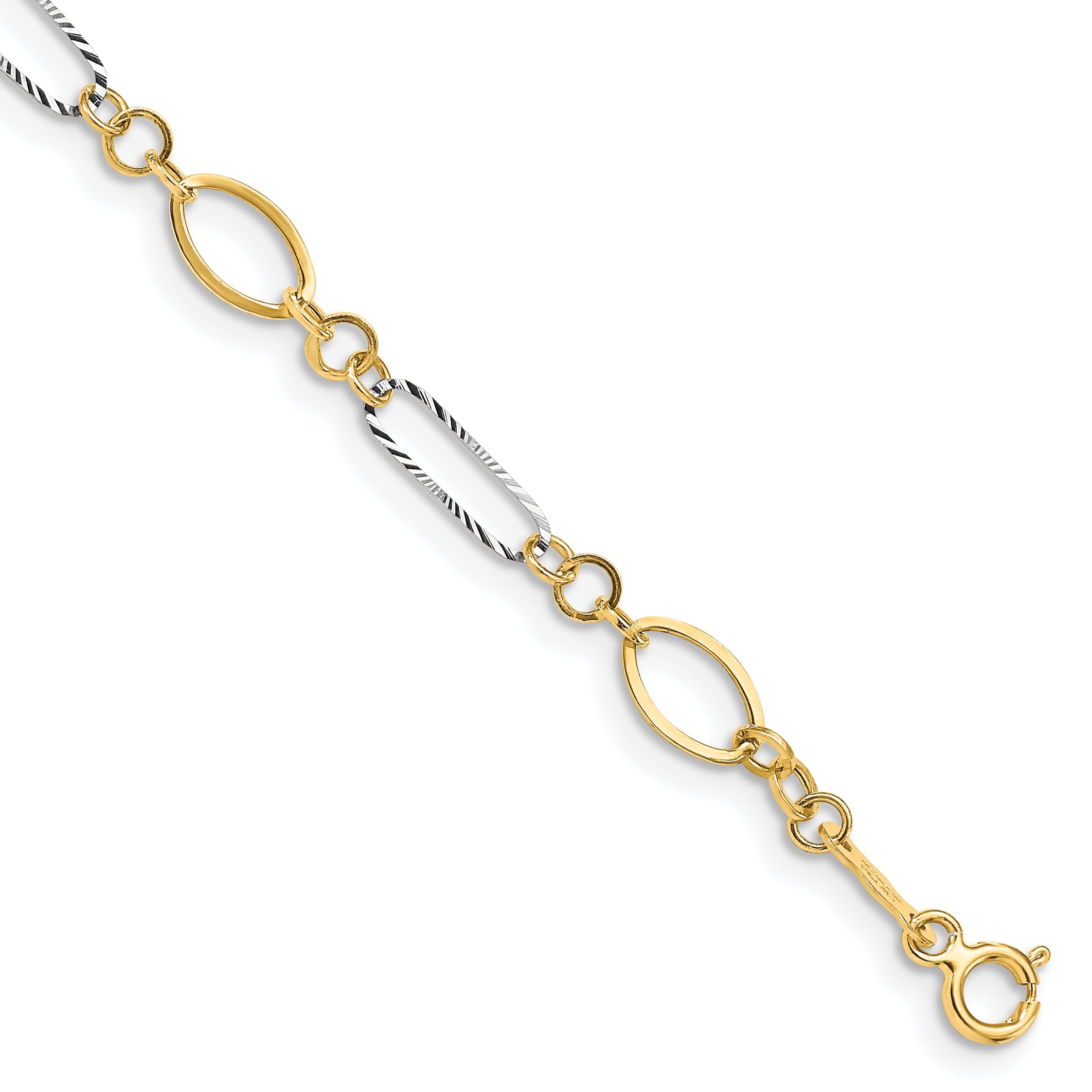 7.25 Inch 14K Two-Tone Oval Link Bracelet