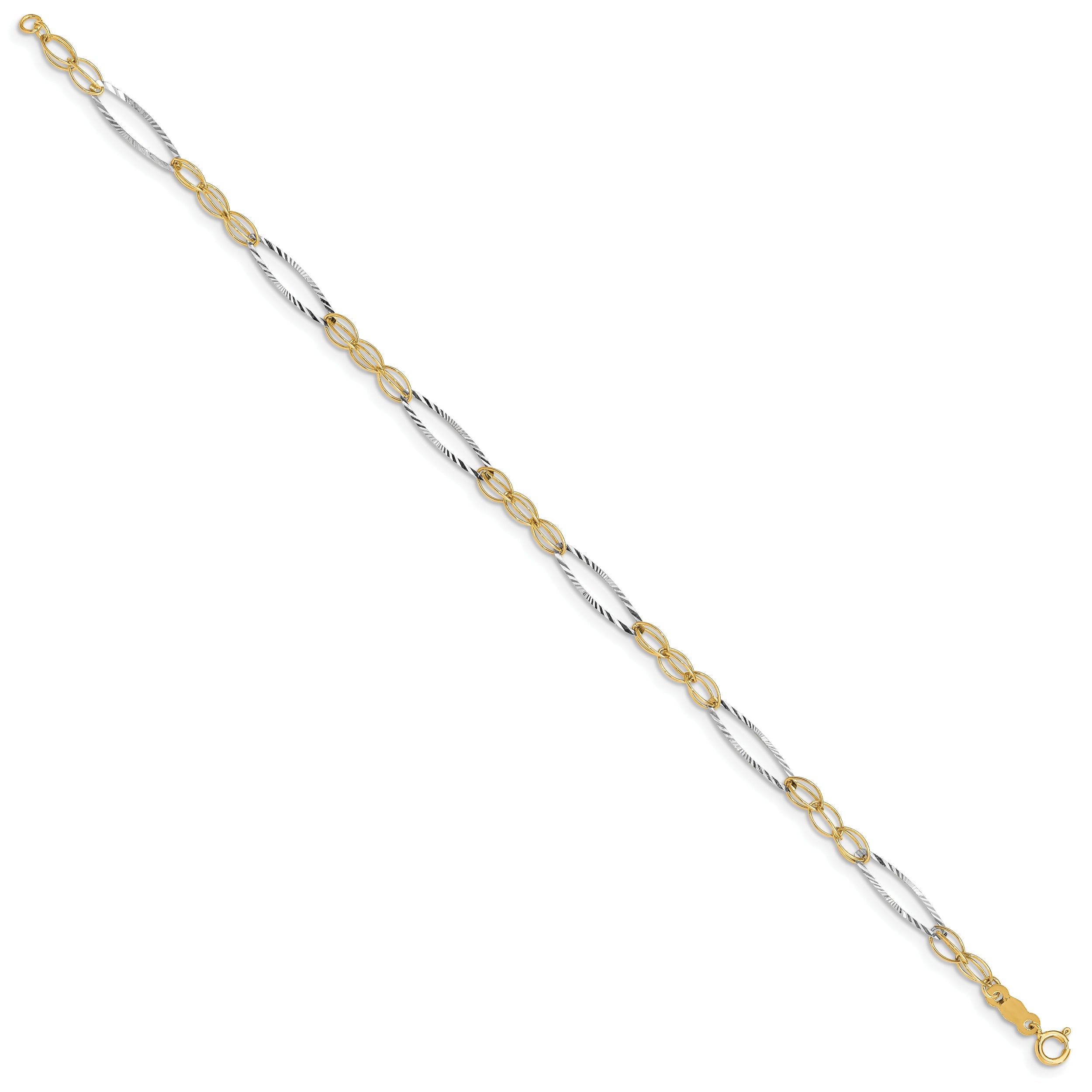 7.25 Inch 14K Two-Tone Oval Design Bracelet