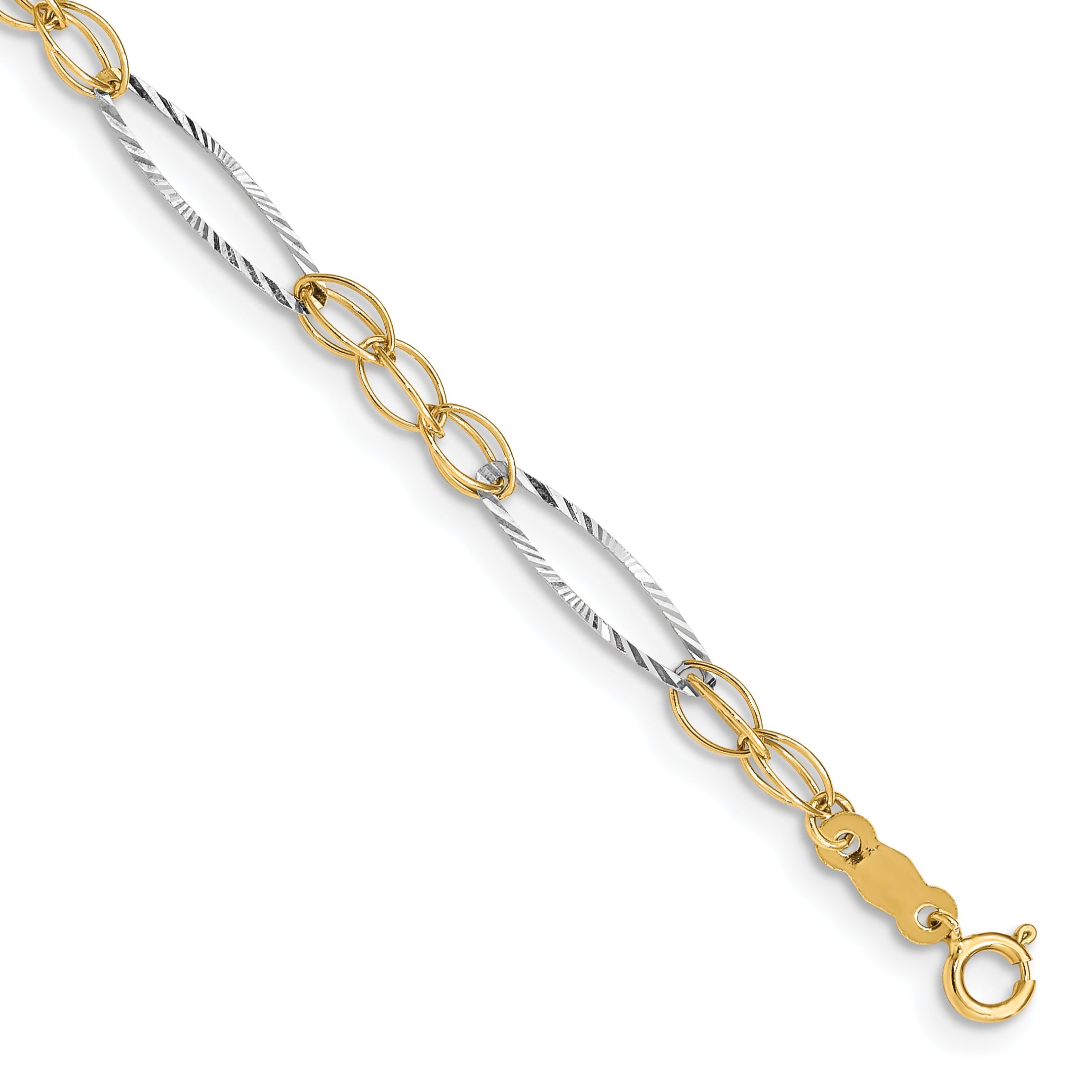 7.25 Inch 14K Two-Tone Oval Design Bracelet