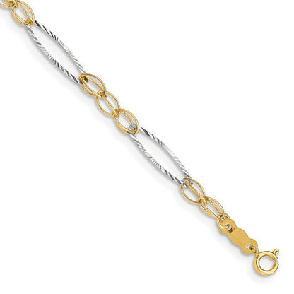 7.25 Inch 14K Two-Tone Oval Design Bracelet