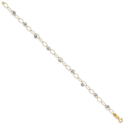 7.25 Inch 14K Two-Tone Puff Stars Bracelet