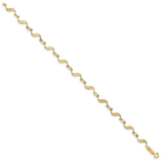 7.5 Inch 14K Diamond-Cut Bracelet