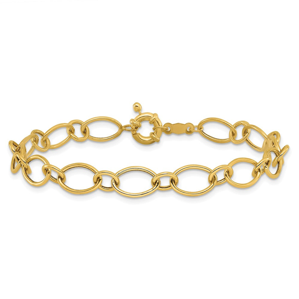 7.25 Inch 14K Oval & Circles Design Bracelet