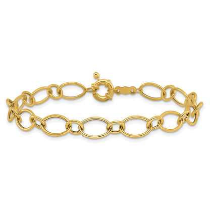 7.25 Inch 14K Oval & Circles Design Bracelet