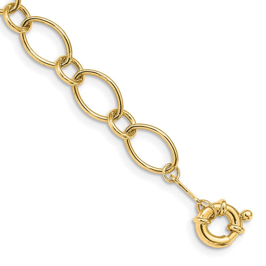 7.25 Inch 14K Oval & Circles Design Bracelet