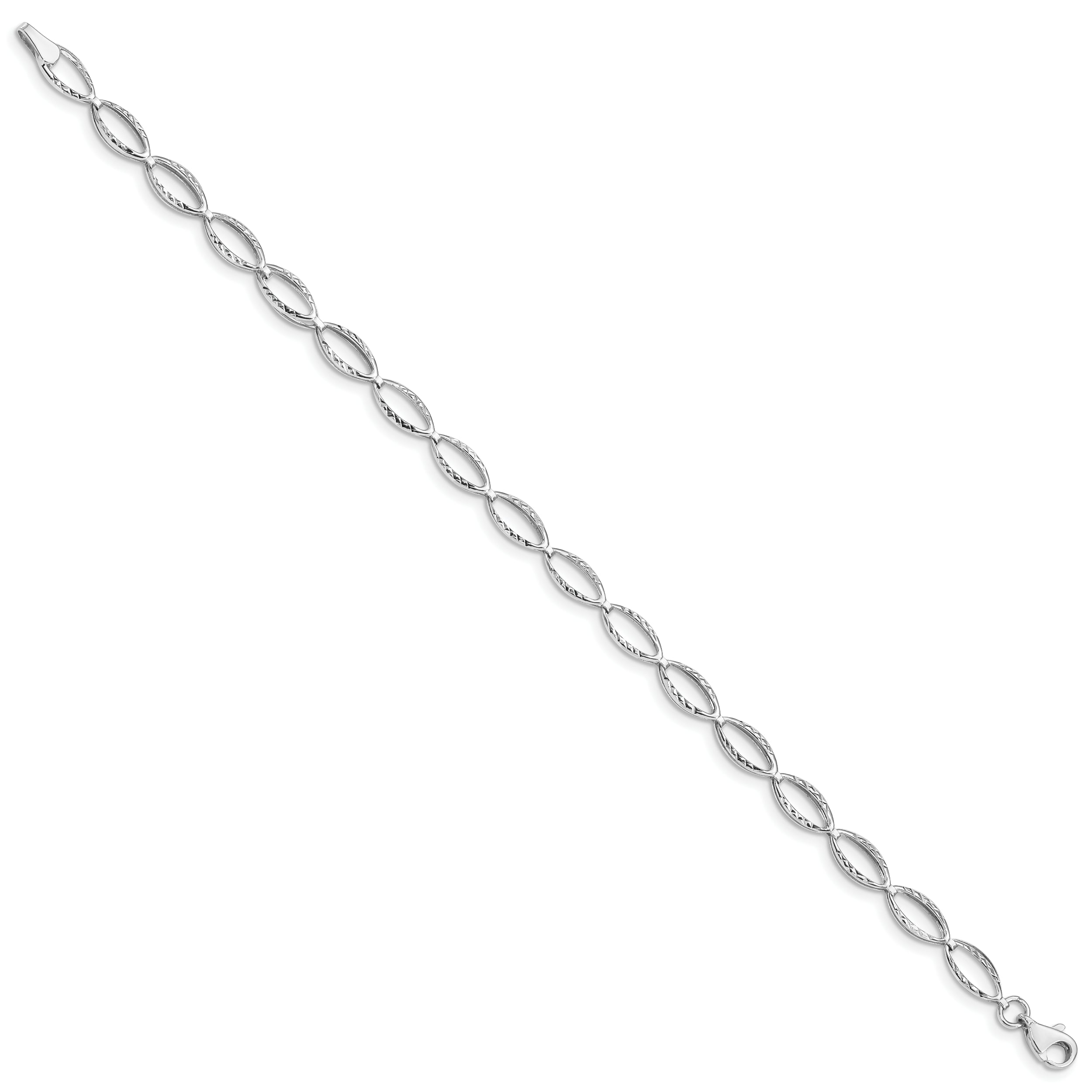 7.25 Inch 14K White Gold Polished Oval Link Bracelet