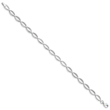 7.25 Inch 14K White Gold Polished Oval Link Bracelet
