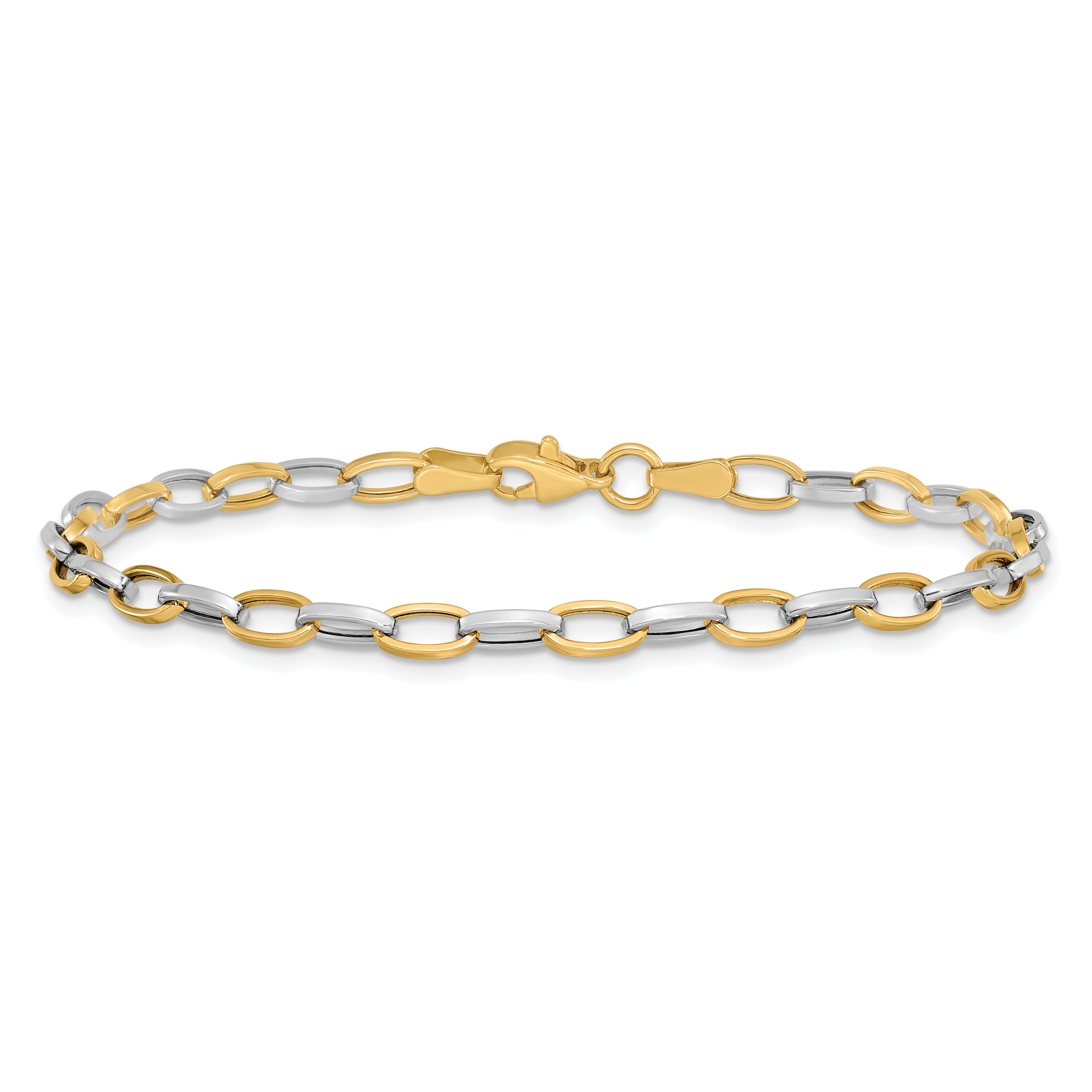 7.25 Inch 14K Two-Tone Polished Open Link Bracelet