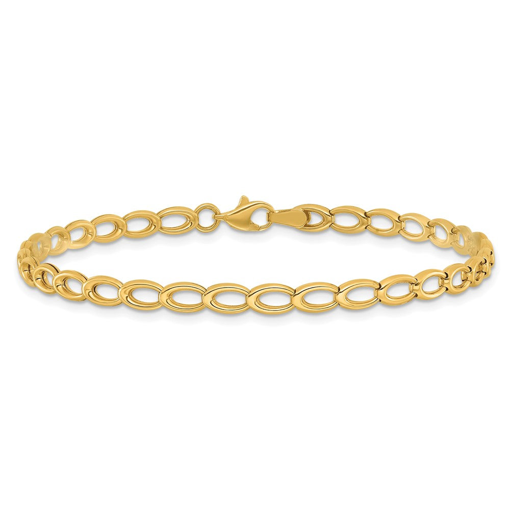 7.5 Inch 14K Gold Polished Open Link Bracelet