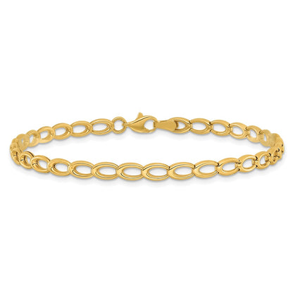 7.5 Inch 14K Gold Polished Open Link Bracelet