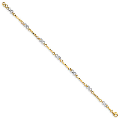 7.5 Inch 14K Two-Tone Fancy Link Bracelet