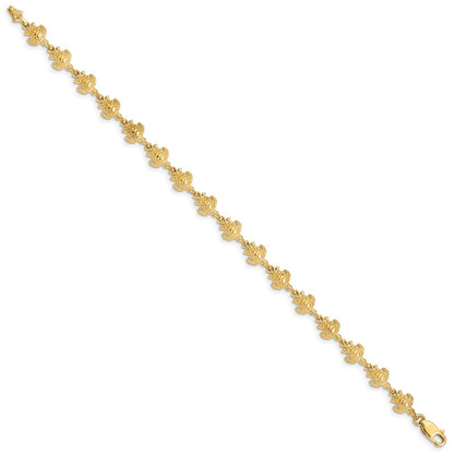 7 Inch 14K Gold Polished And Textured Turtle Bracelet