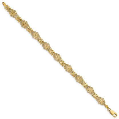 7.5 Inch 14K Fancy Floral Link Bracelet
