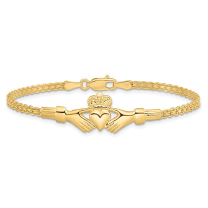 7 Inch 14K Polished Claddagh Bracelet
