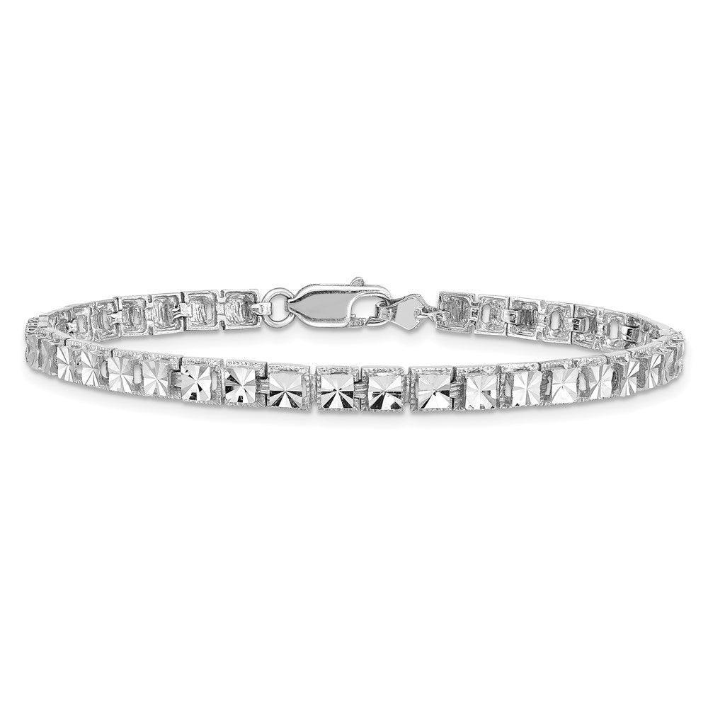 7.25 Inch 14K White Gold Diamond-Cut Bracelet