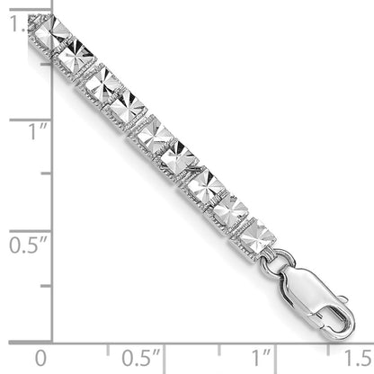 7.25 Inch 14K White Gold Diamond-Cut Bracelet