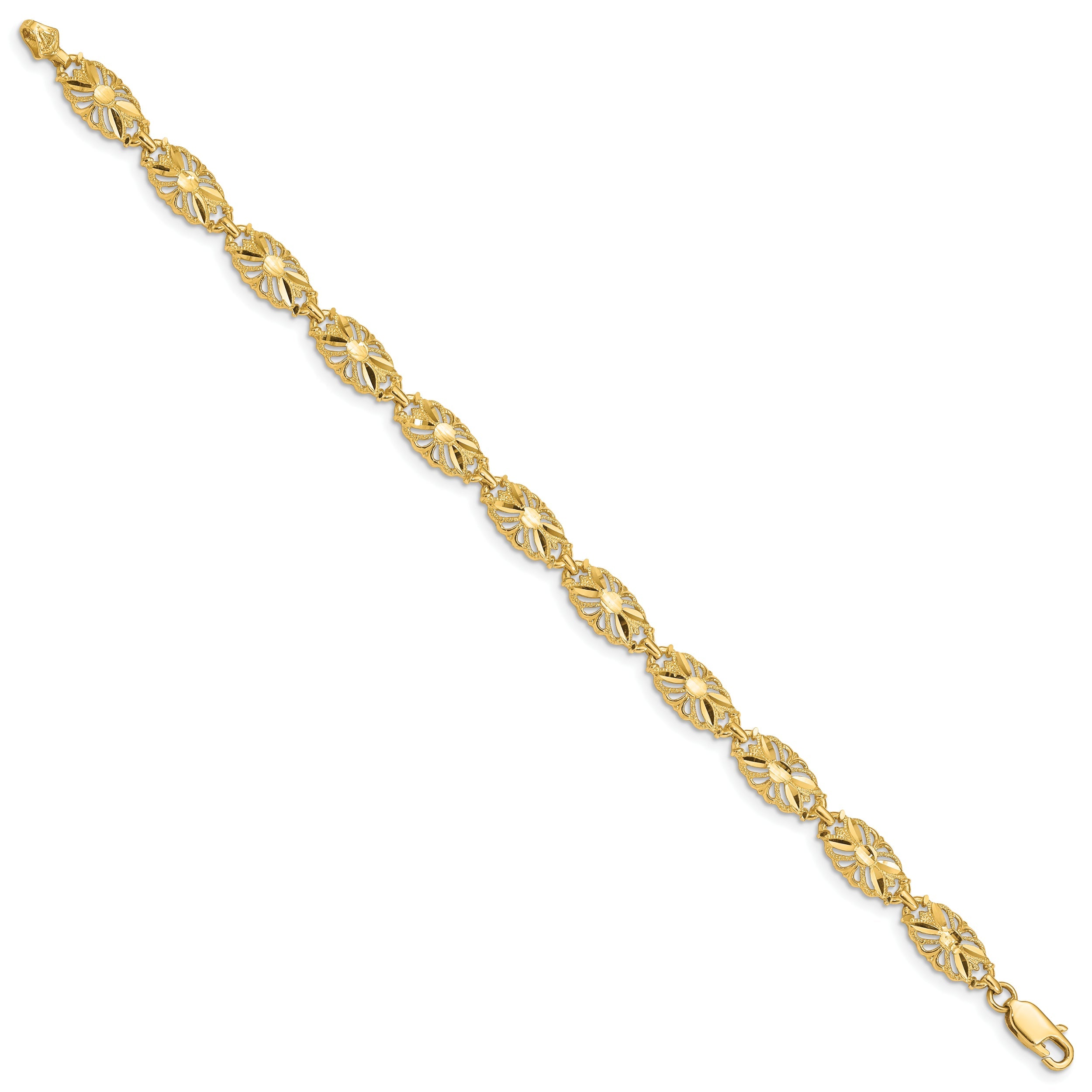 7 Inch 14K Diamond-Cut Bracelet