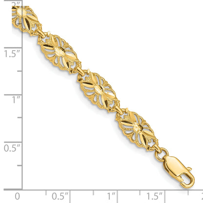 7 Inch 14K Diamond-Cut Bracelet