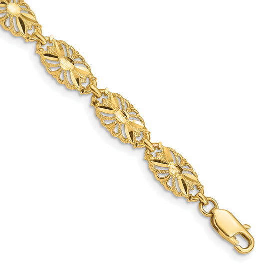 7 Inch 14K Diamond-Cut Bracelet