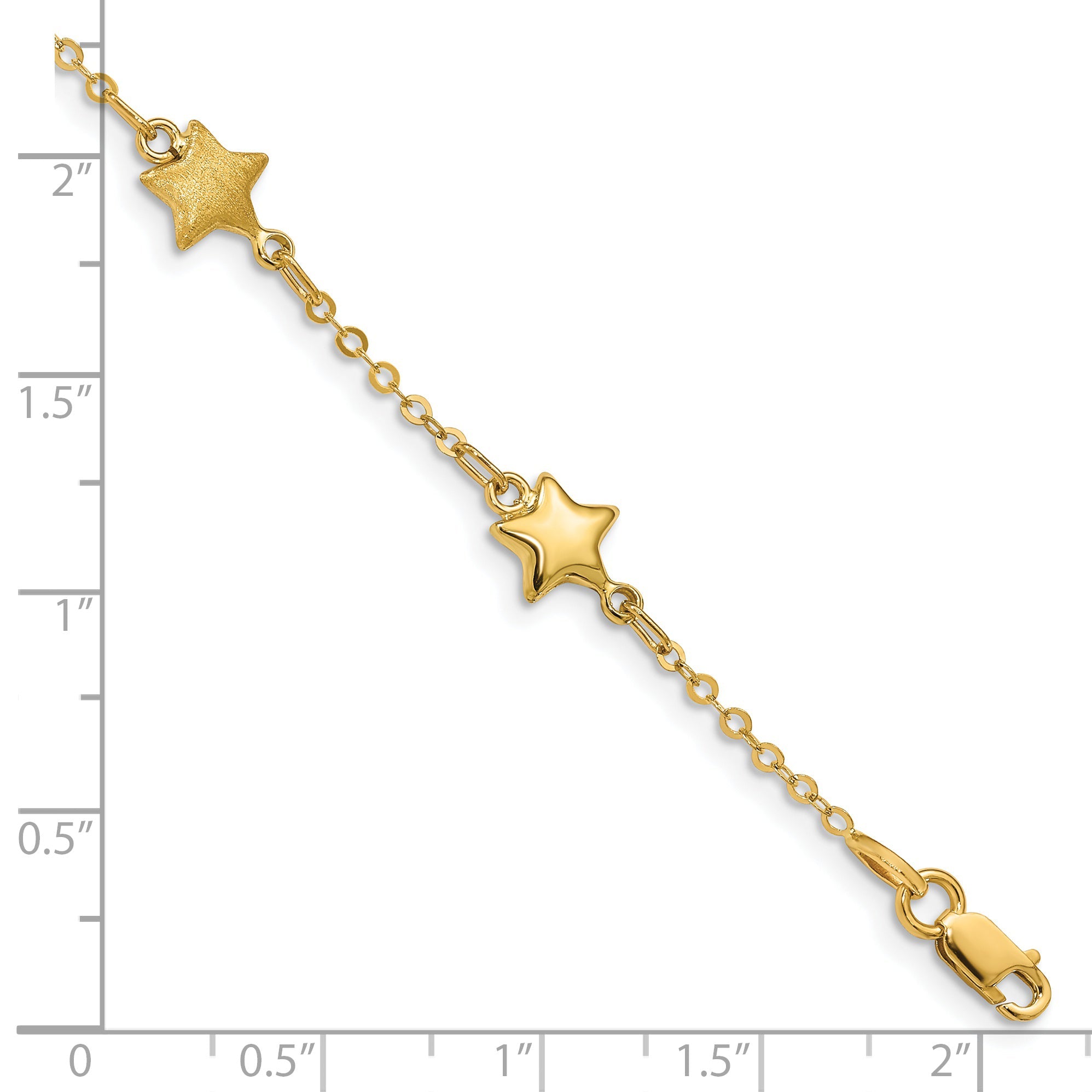 7 Inch 14K Brushed & Polished Stars Bracelet